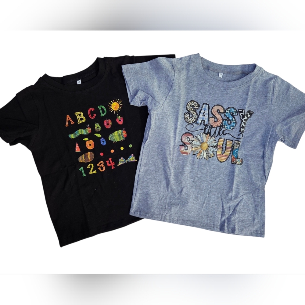 Kids Graphic T-Shirts - Black ABC & Gray Sassy Soul 2 Shirts Set, Size 6